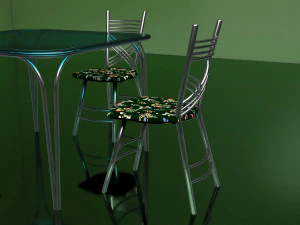 Cafe Table and Chairs 4K 3D Model