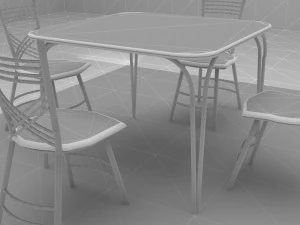 Cafe Table and Chairs 4K 3D Model