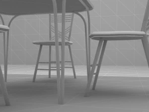 Cafe Table and Chairs 4K 3D Model