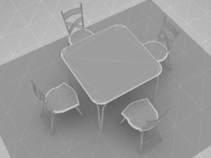 Cafe Table and Chairs 4K 3D Model