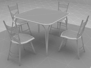Cafe Table and Chairs 4K 3D Model