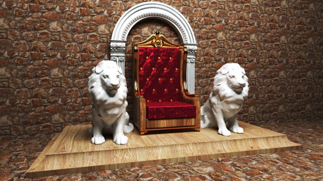King Throne 9 - 4K 3D-Modell .c4d .max .obj .3ds .fbx .stl .blend 