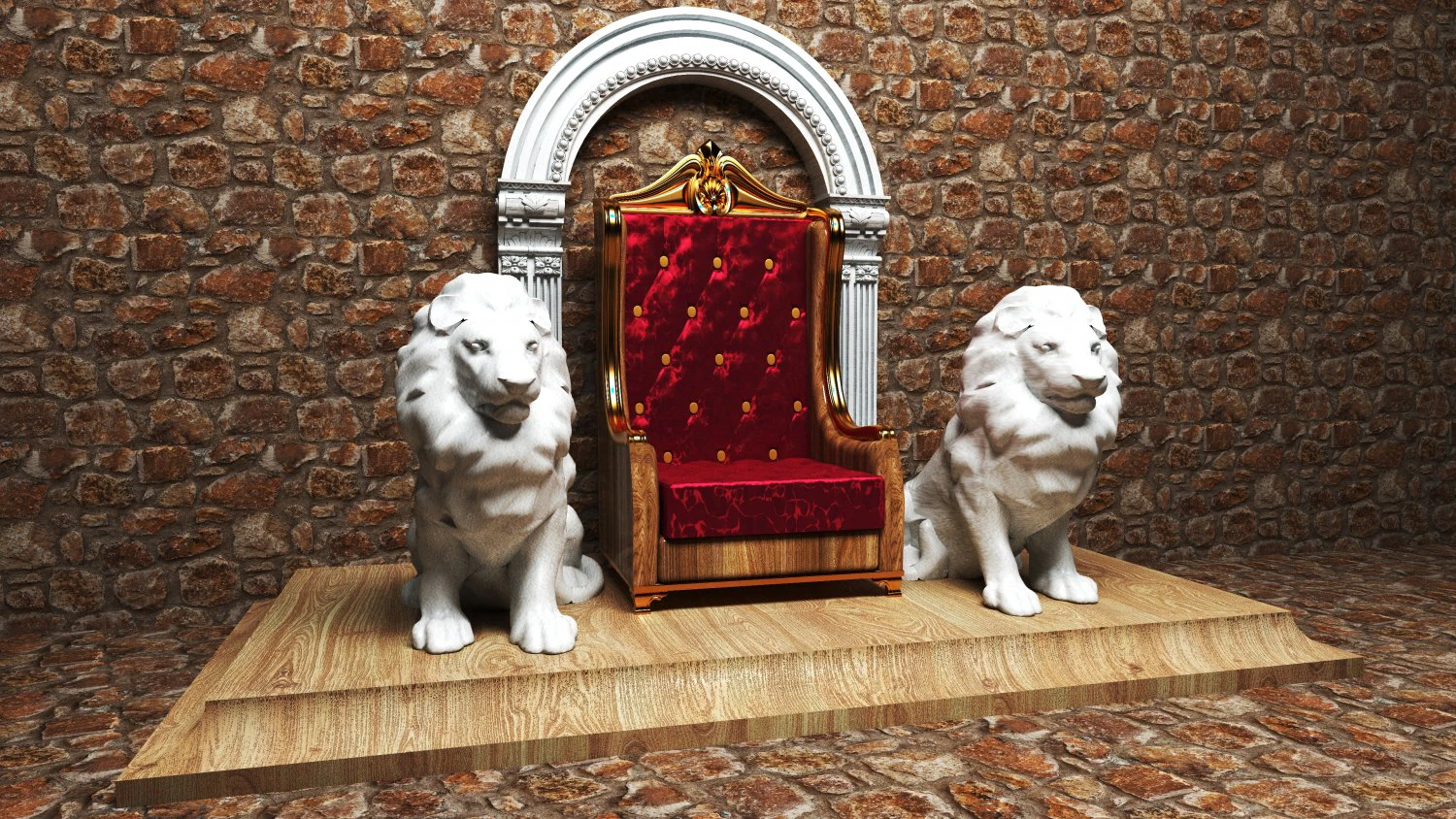 King Throne 9 3D Model .c4d .max .obj .3ds .fbx .stl .blend 