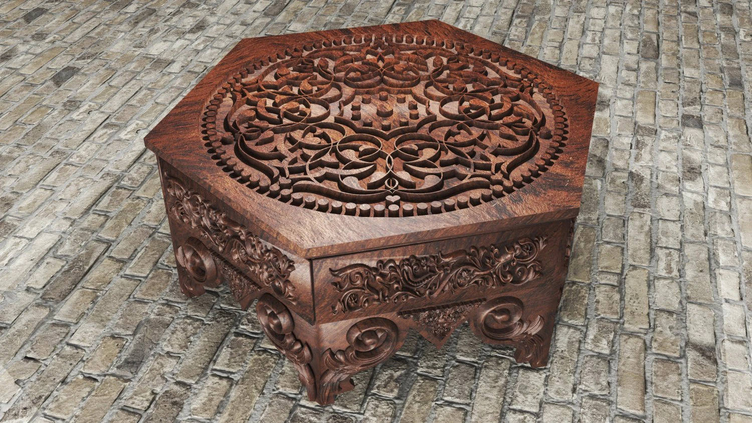 Anatolian Style Coffee Table 3D Model .c4d .max .obj .3ds .fbx .stl .blend