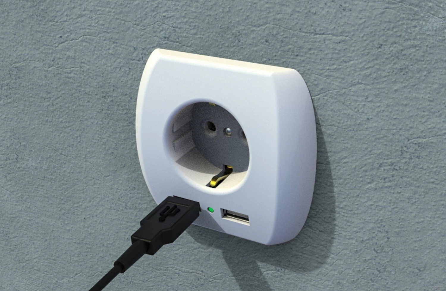 USB Wall Plug 3D Model .c4d .max .obj .3ds .fbx .stl .blend 