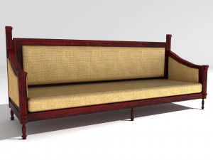 Дерев'яний диван 4K 3D Модель