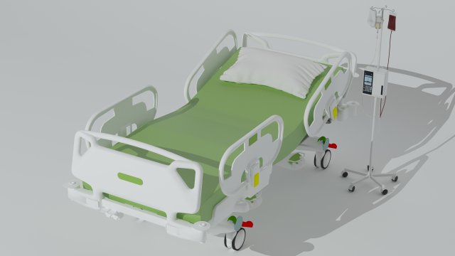 Intensive Care Bed 6 - 4K 3D-Modell .c4d .max .obj .3ds .fbx .stl .blend 
