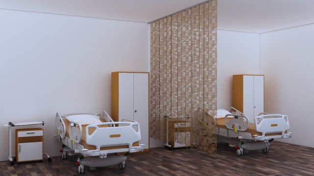 Hospital Ward 6 - 4K 3D 模型 .c4d .max .obj .3ds .fbx .stl .blend 