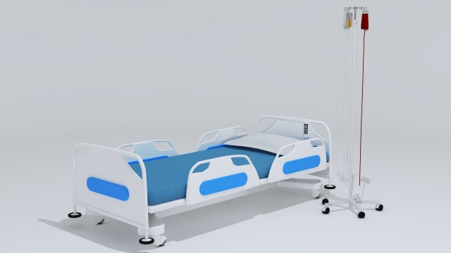 Hospital Bed 7 - 4K 3D Model .c4d .max .obj .3ds .fbx .stl .blend