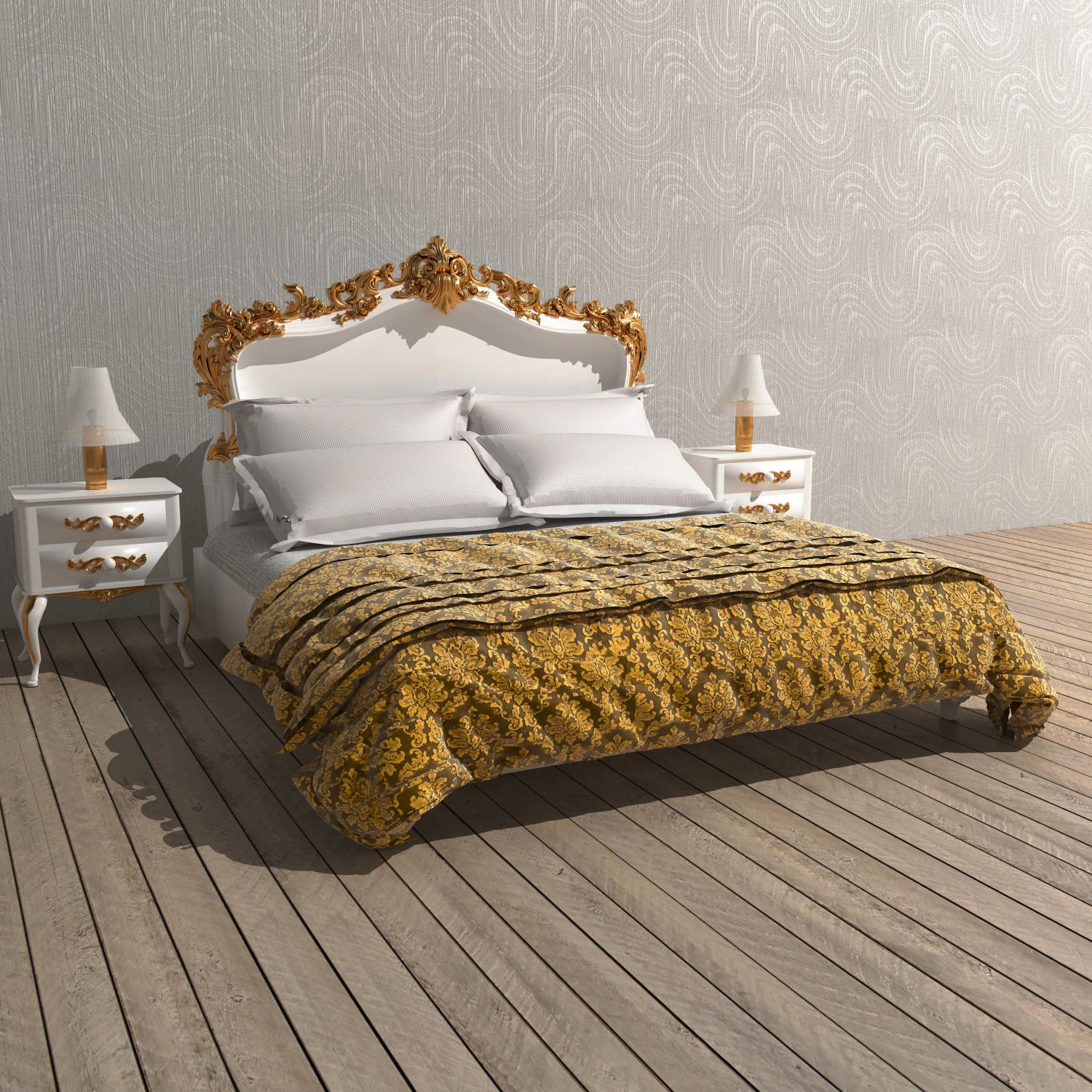 Royal Bed 8K 3D Model .c4d .max .obj .3ds .fbx .stl .blend