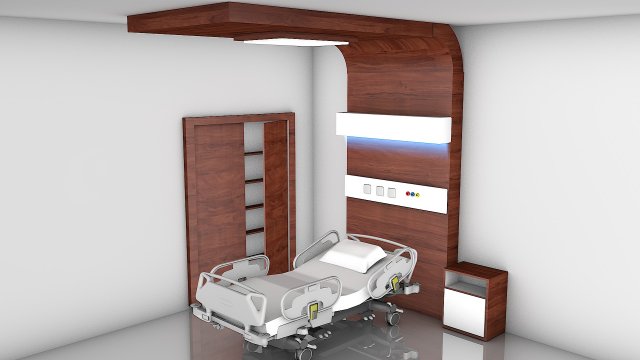 Hospital Room v2 3D Model .c4d .max .obj .3ds .fbx .stl .blend 