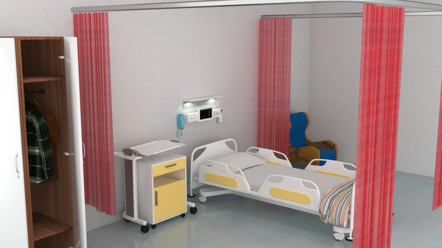 Hospital Room Interior 3D Model .c4d .max .obj .3ds .fbx .stl .blend 