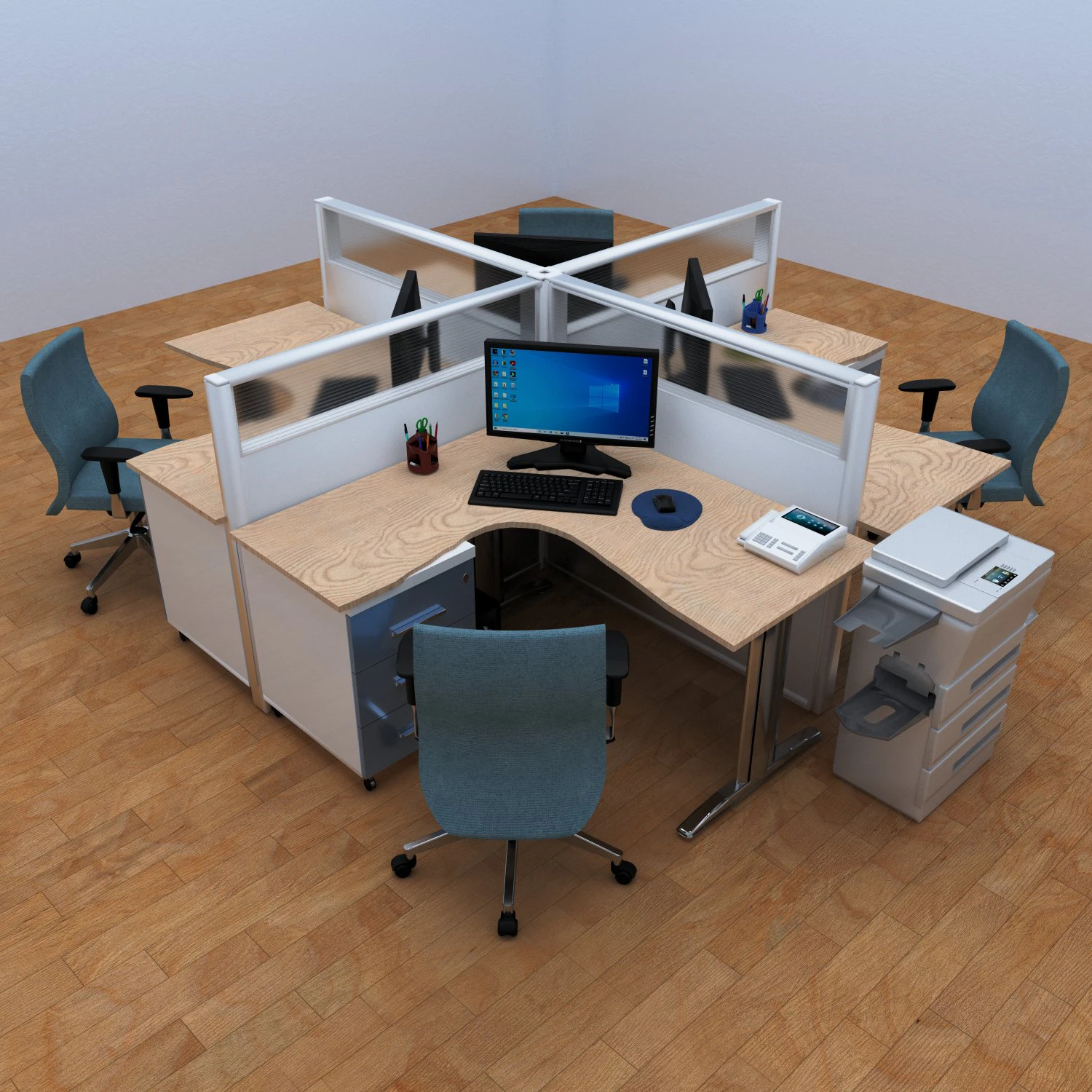Quad Workstation 8K 3D Model .c4d .max .obj .3ds .fbx .stl .blend 