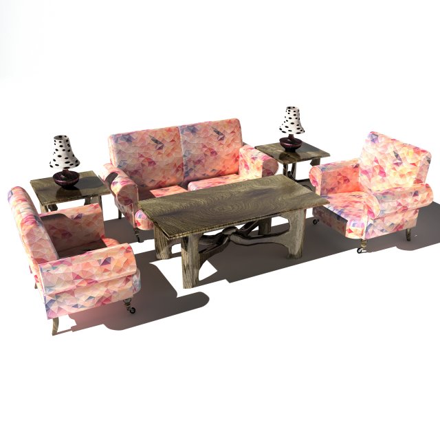 Vivid Living Room Set 8K Modèle 3D .c4d .max .obj .3ds .fbx .stl .blend 