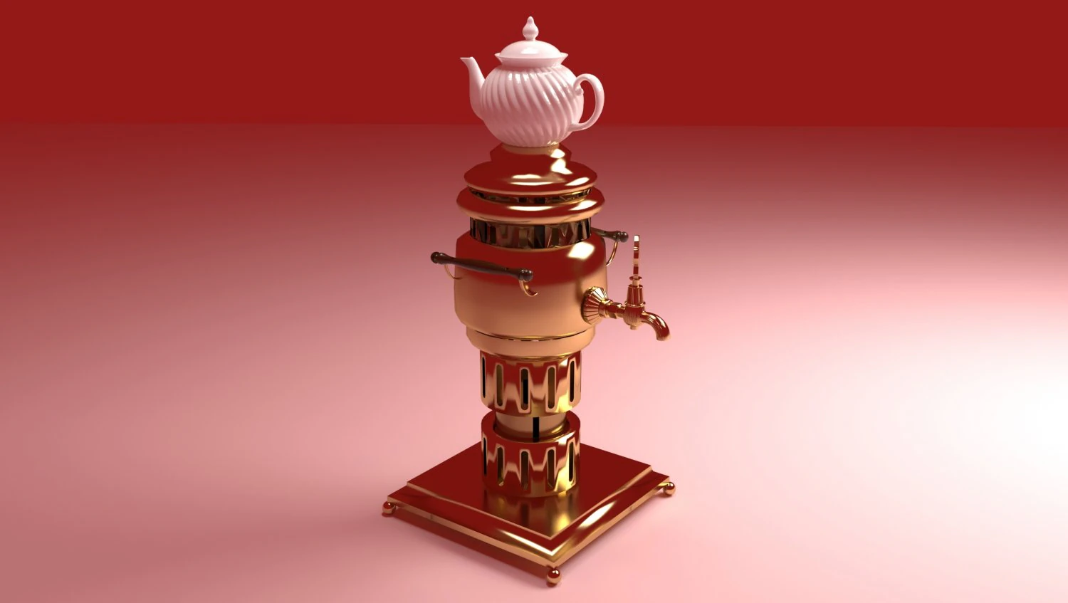 Brass Samovar 3D Model .c4d .max .obj .3ds .fbx .stl .blend 
