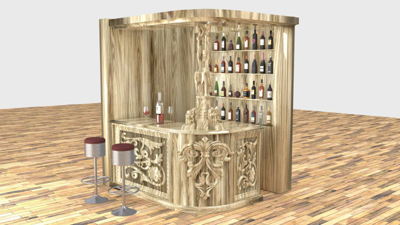 American Bar 3 - 8K 3D Model .c4d .max .obj .3ds .fbx .stl .blend 
