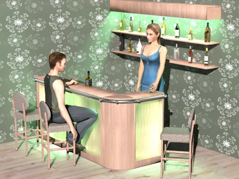 美国酒吧 4K 3D 模型