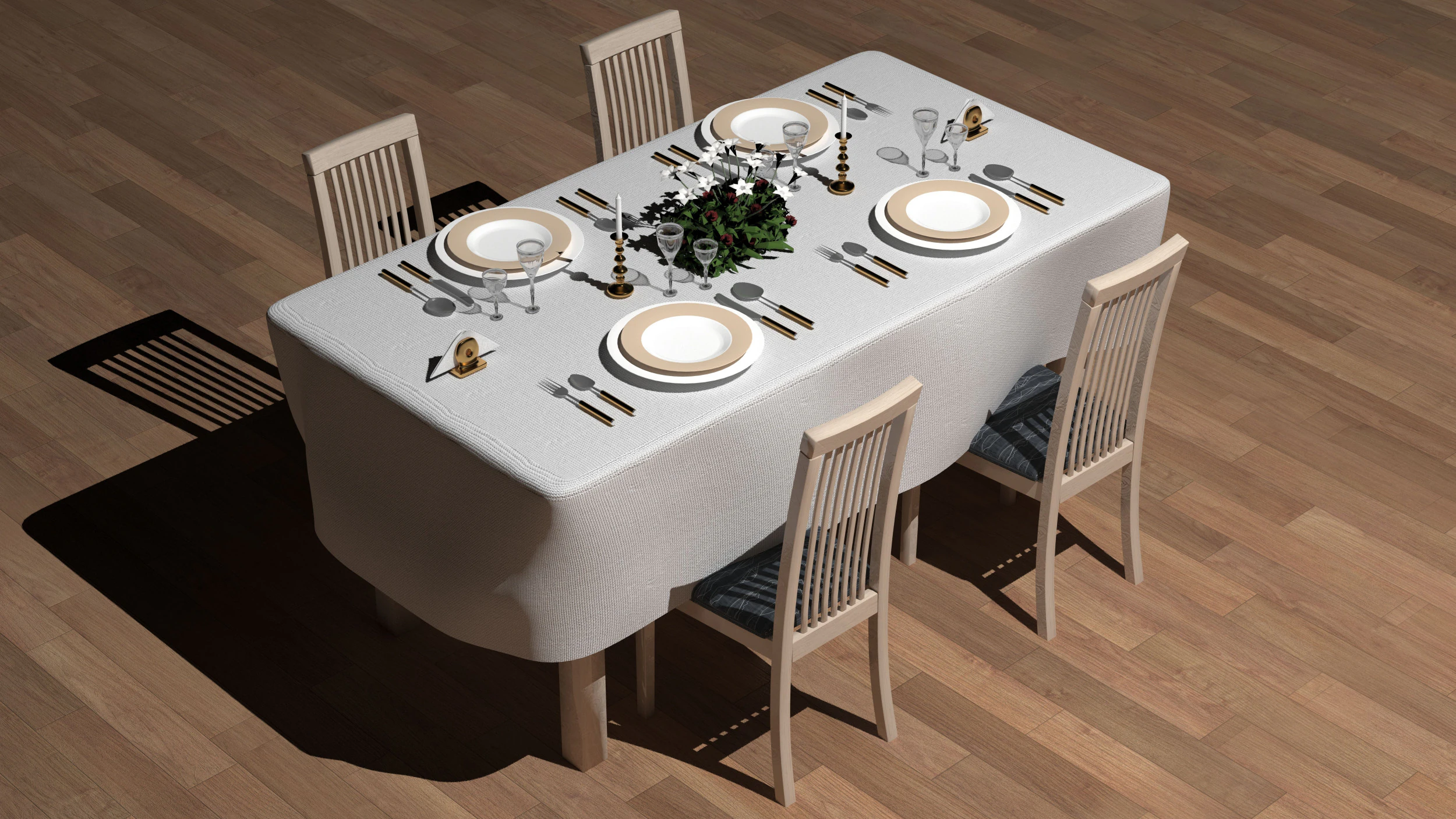 ディナーテーブル 2 - 8K 3Dモデル .c4d .max .obj .3ds .fbx .stl .blend 