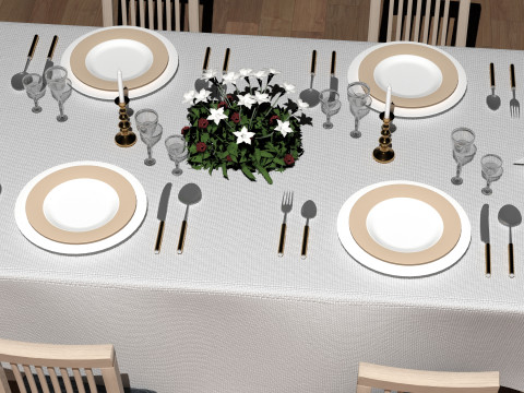 Dinner Table 2 - 8K 3D Model