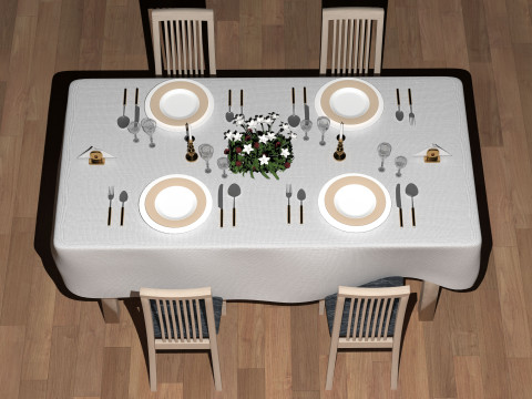 Dinner Table 2 - 8K 3D Model