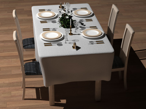 Dinner Table 2 - 8K 3D Model