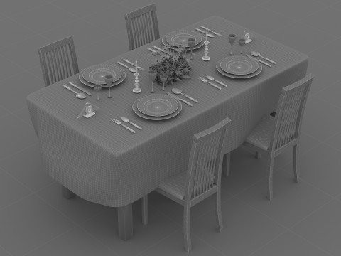 Dinner Table 2 - 8K 3D Model