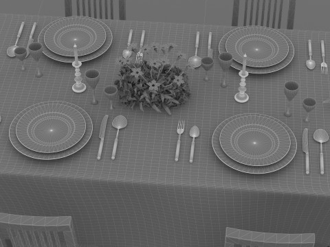 Dinner Table 2 - 8K 3D Model