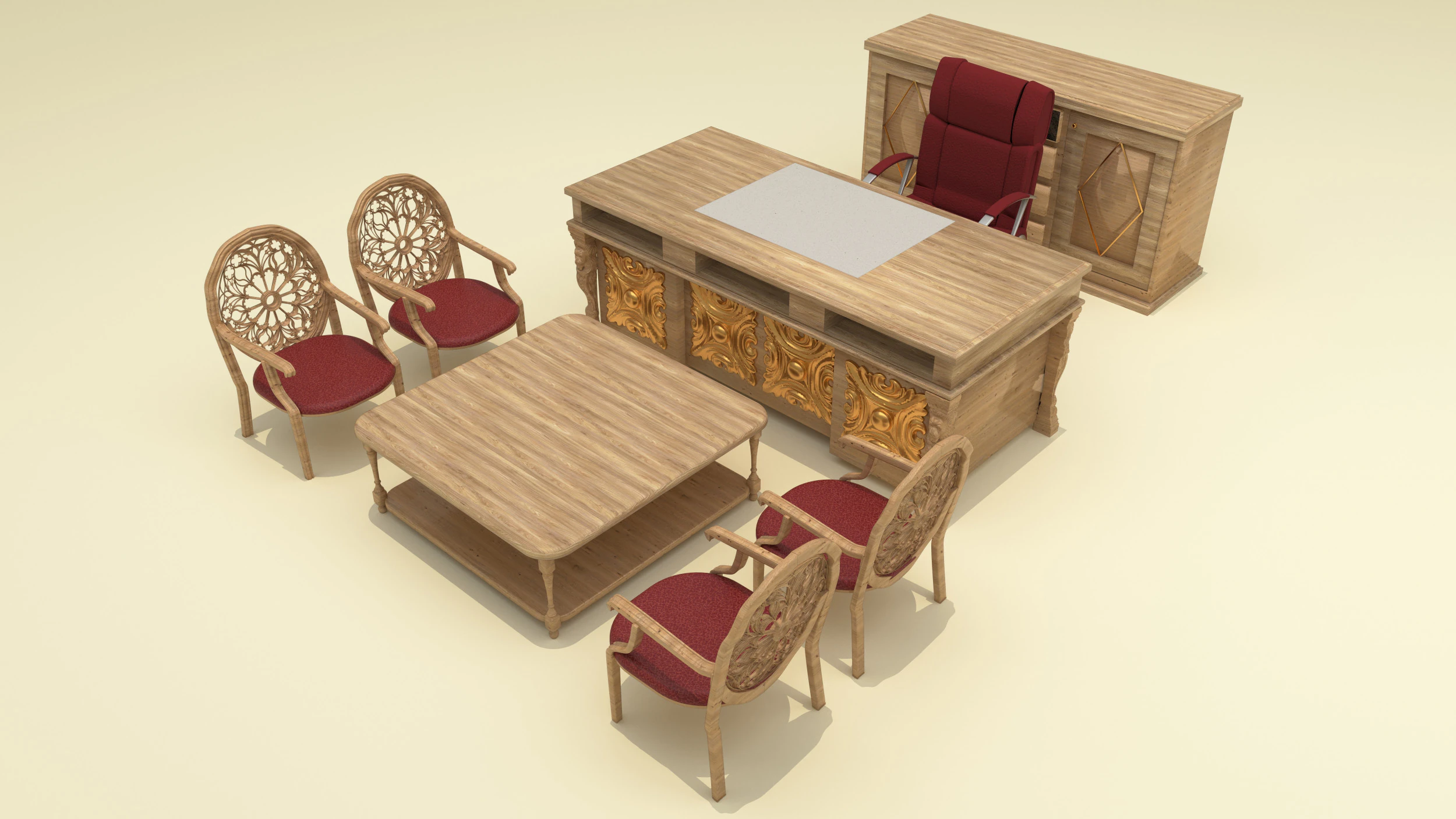 Office Room Set 8K 3D Model .c4d .max .obj .3ds .fbx .stl .blend 