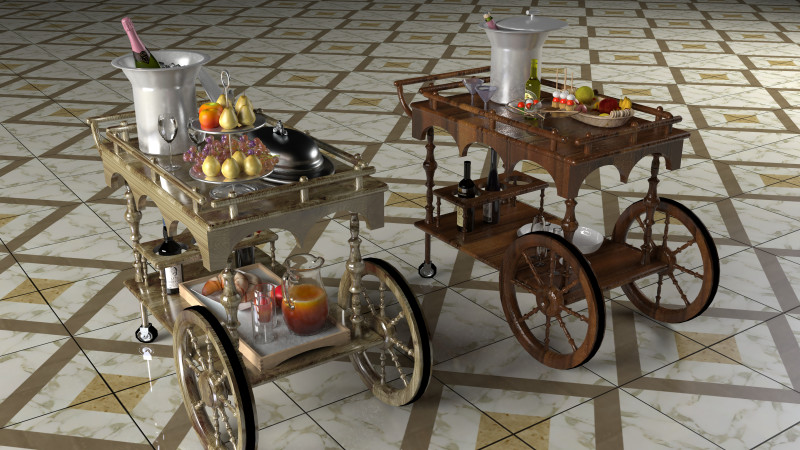 Service Carts - Full and Empty 8K 3D Model .c4d .max .obj .3ds .fbx .stl .blend 