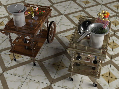 Service Carts - Full and Empty 8K 3D Model