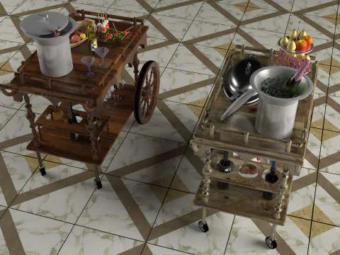 Service Carts - Full and Empty 8K 3D Model