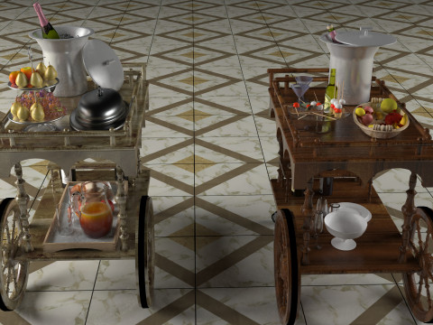 Service Carts - Full and Empty 8K 3D Model