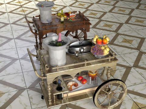 Service Carts - Full and Empty 8K 3D Model