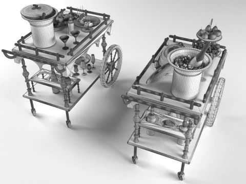 Service Carts - Full and Empty 8K 3D Model