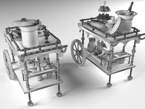 Service Carts - Full and Empty 8K 3D Model