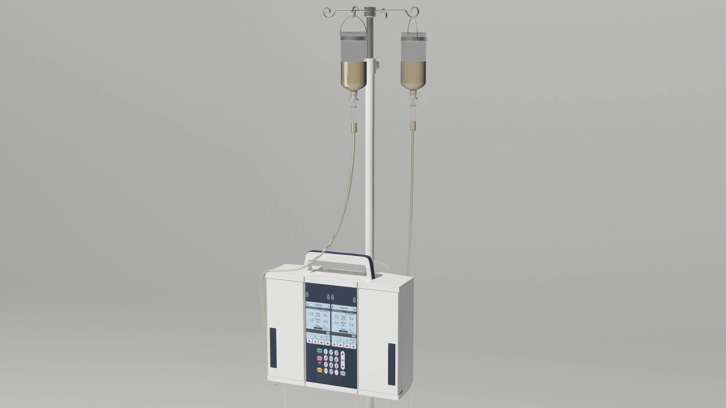 Dual Infusion Pump 3D Model .c4d .max .obj .3ds .fbx .stl .blend