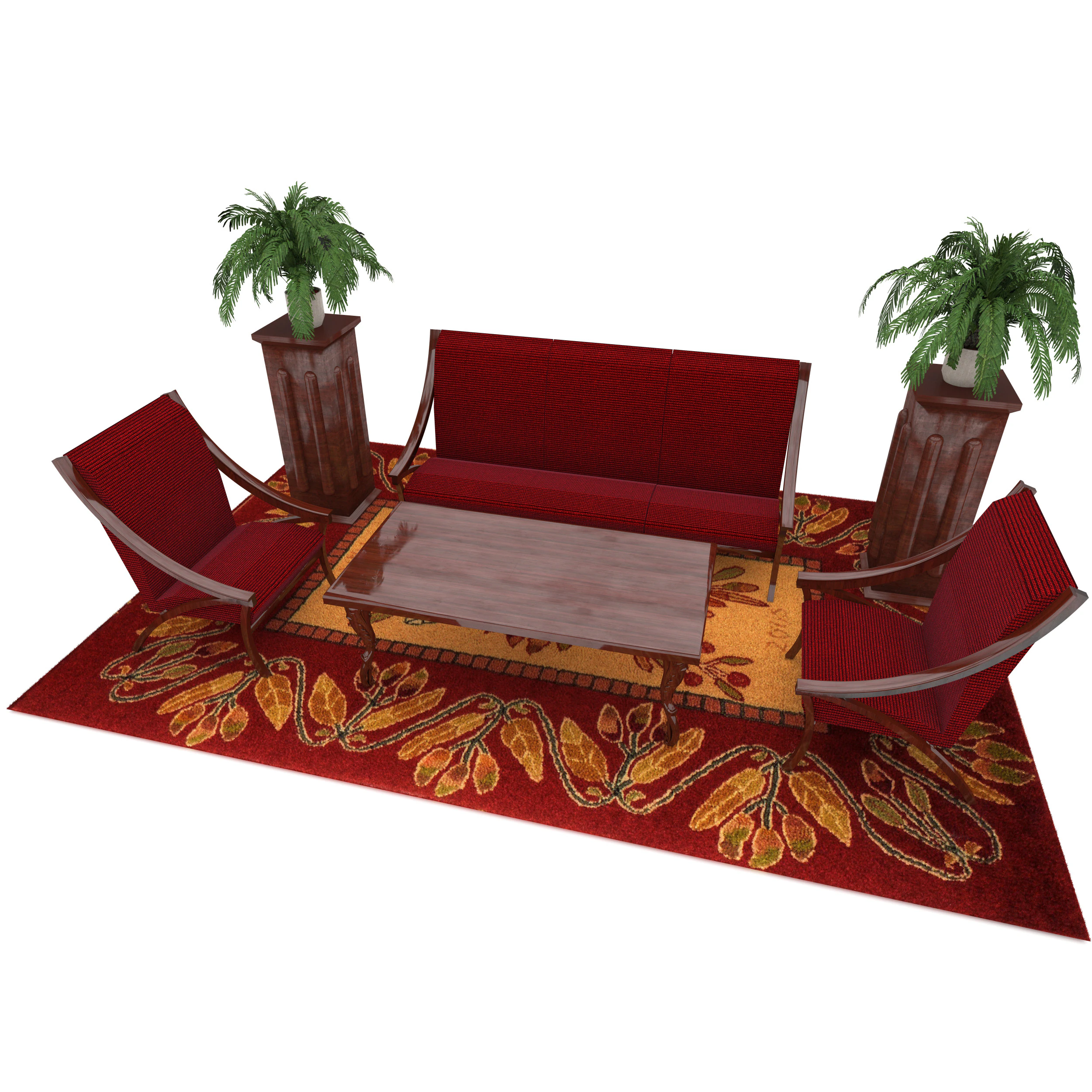 Sitting Room Set 8K 3D Model .c4d .max .obj .3ds .fbx .stl .blend