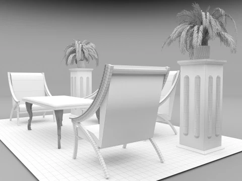 Sitting Room Set 8K 3D Model