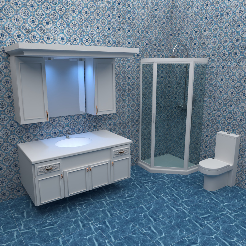 Bathroom 3 - 8K 3D Model .c4d .max .obj .3ds .fbx .stl .blend 
