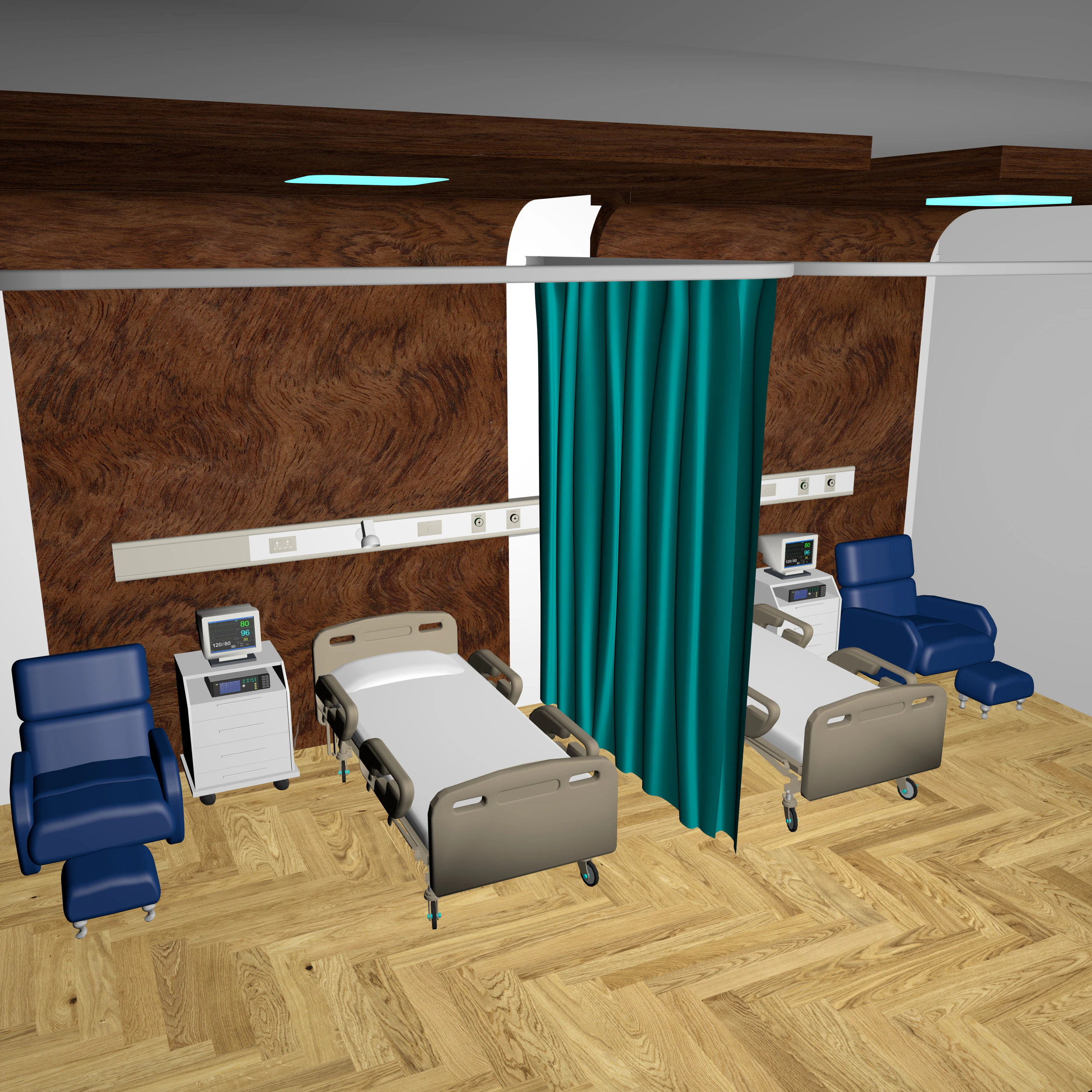 Hospital Ward 9 - 8K 3D Model .c4d .max .obj .3ds .fbx .stl .blend 