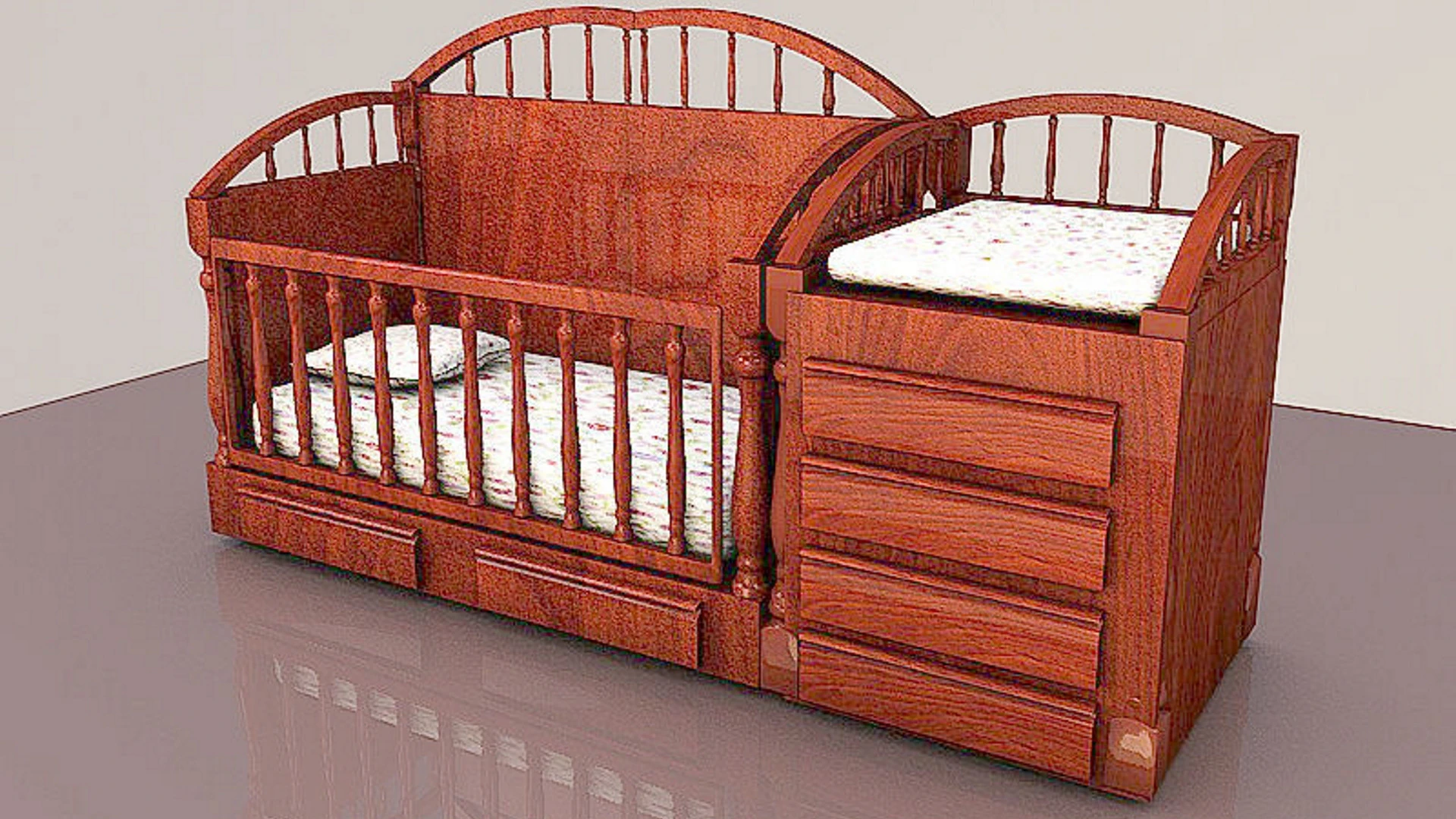 Baby Bed 3D Model .c4d .max .obj .3ds .fbx .stl .blend