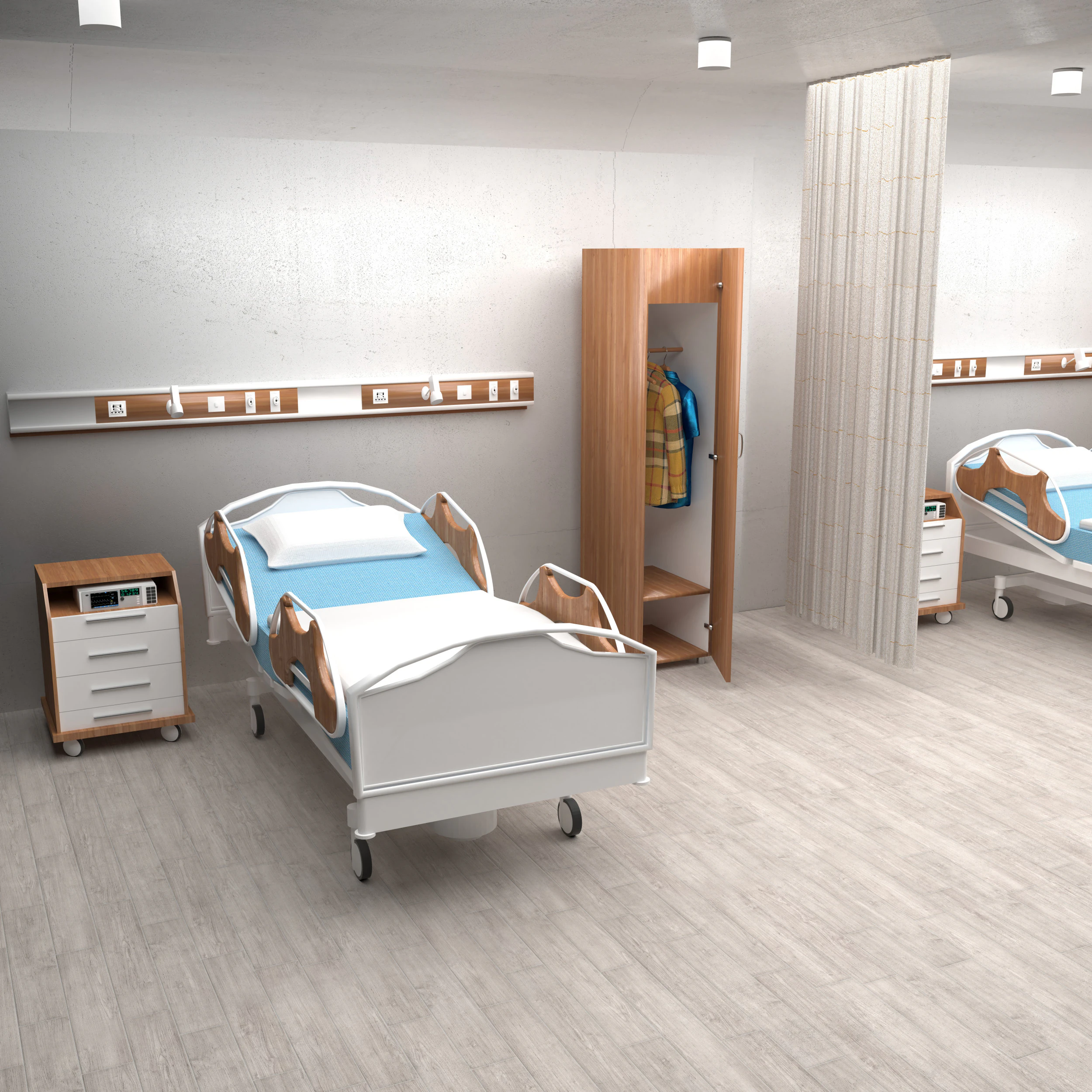 Hospital Ward 10 - 8K 3D Model .c4d .max .obj .3ds .fbx .stl .blend 
