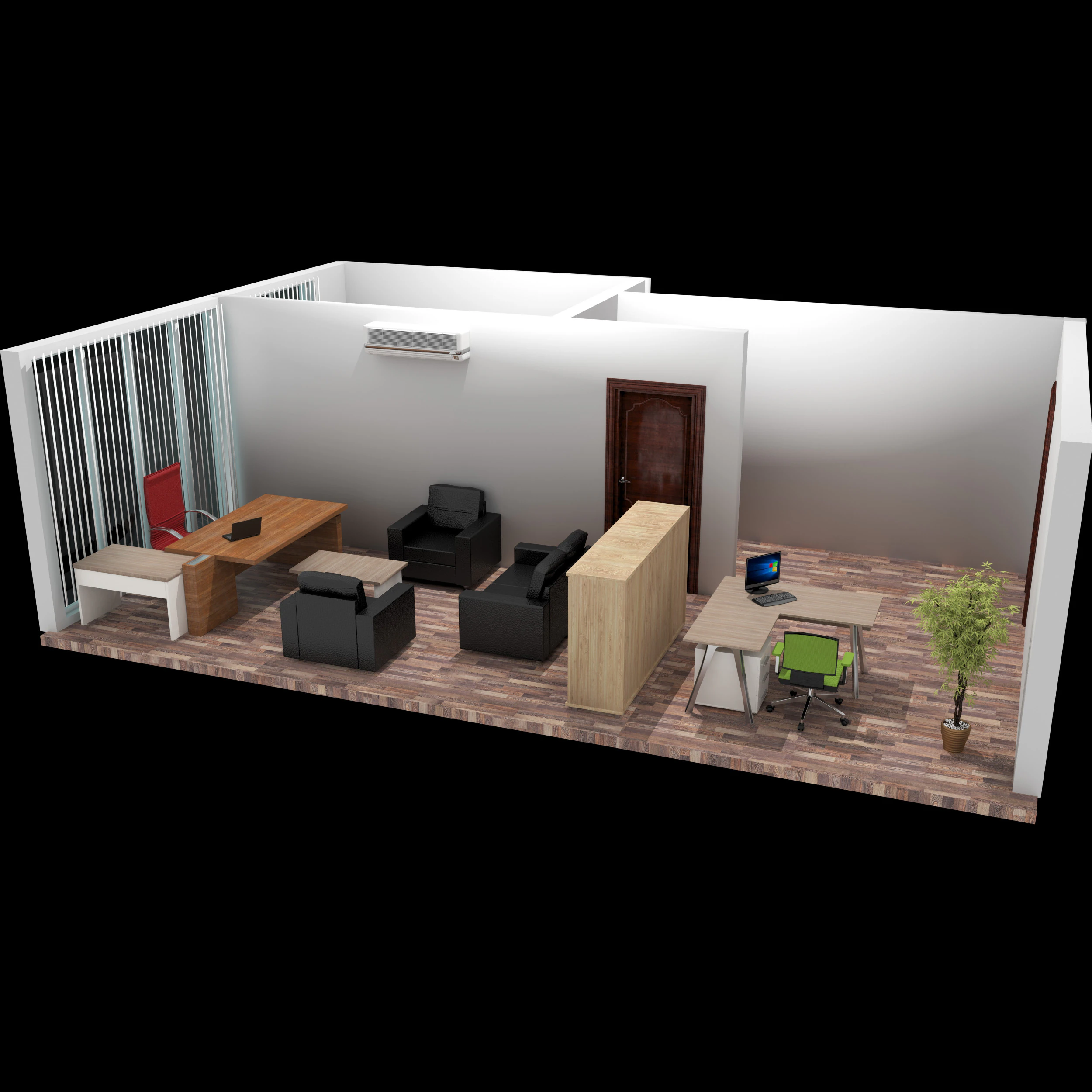 Office Plan 3D Model .c4d .max .obj .3ds .fbx .stl .blend 