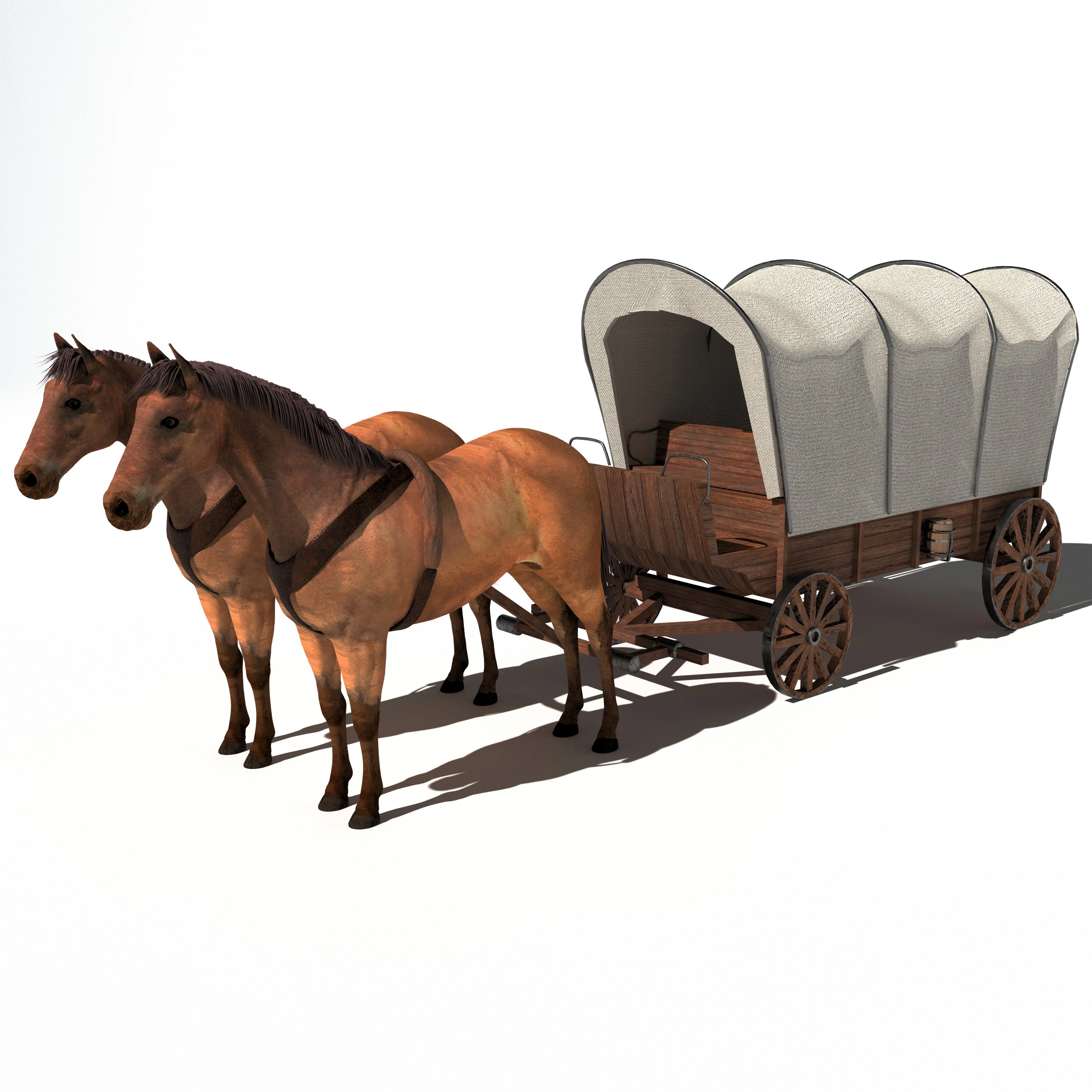 Western Wagon 2 - 8K 3D Model .c4d .max .obj .3ds .fbx .stl .blend 