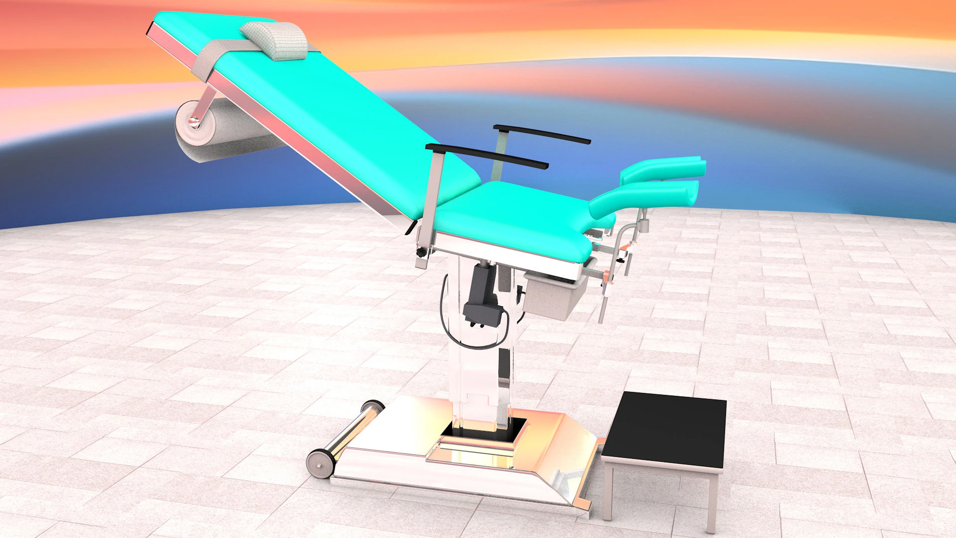 Gynecological Examination Bed 3D Model .c4d .max .obj .3ds .fbx .stl .blend 