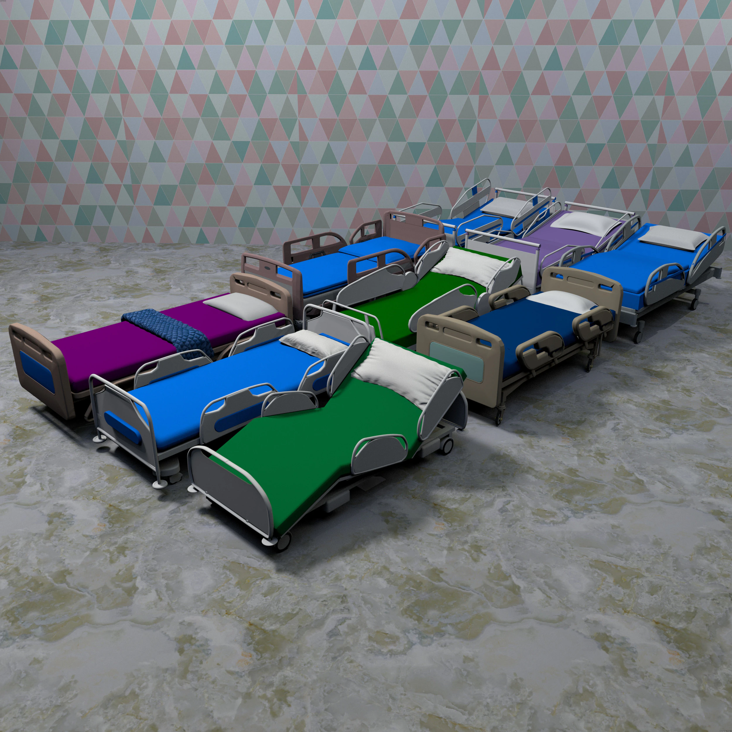 Hospital Beds Bundle 8K 3D Model .c4d .max .obj .3ds .fbx .stl .blend