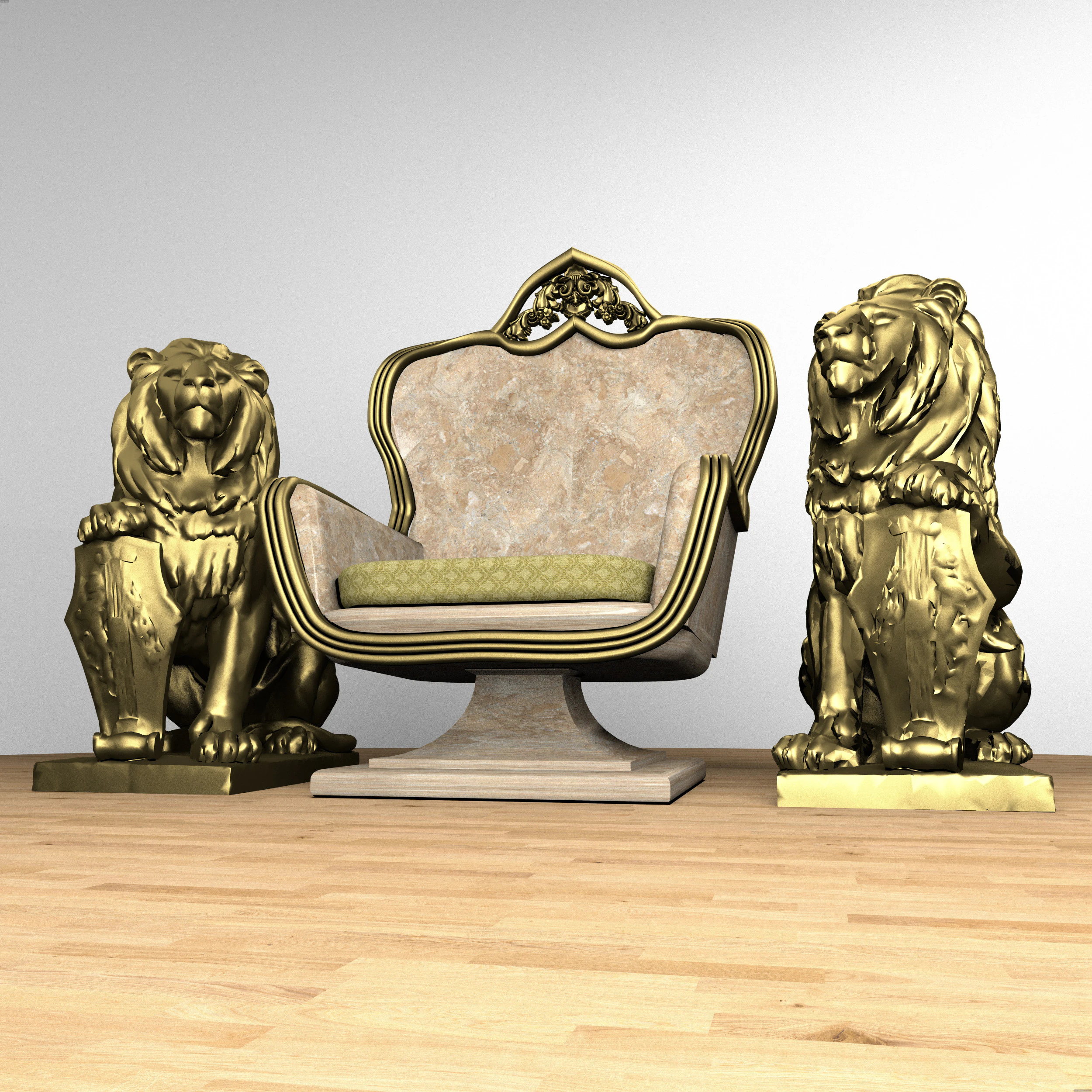 Emperor Throne 8K 3D Model .c4d .max .obj .3ds .fbx .stl .blend 