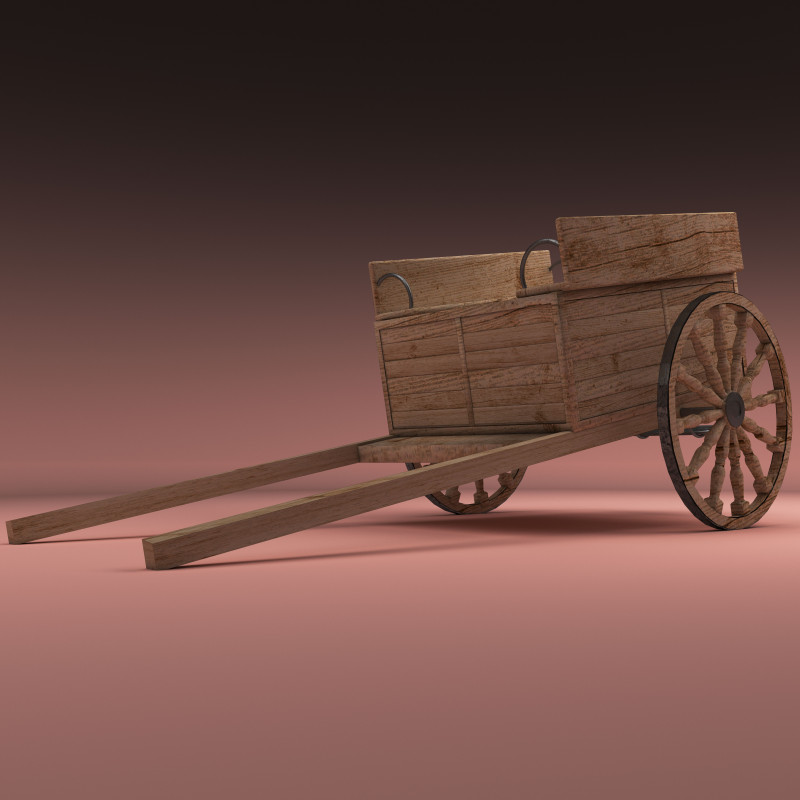 Hay Cart 8K 3D Model .c4d .max .obj .3ds .fbx .stl .blend