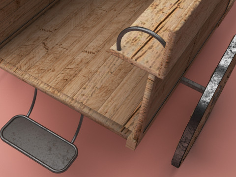 Hay Cart 8K 3D Model