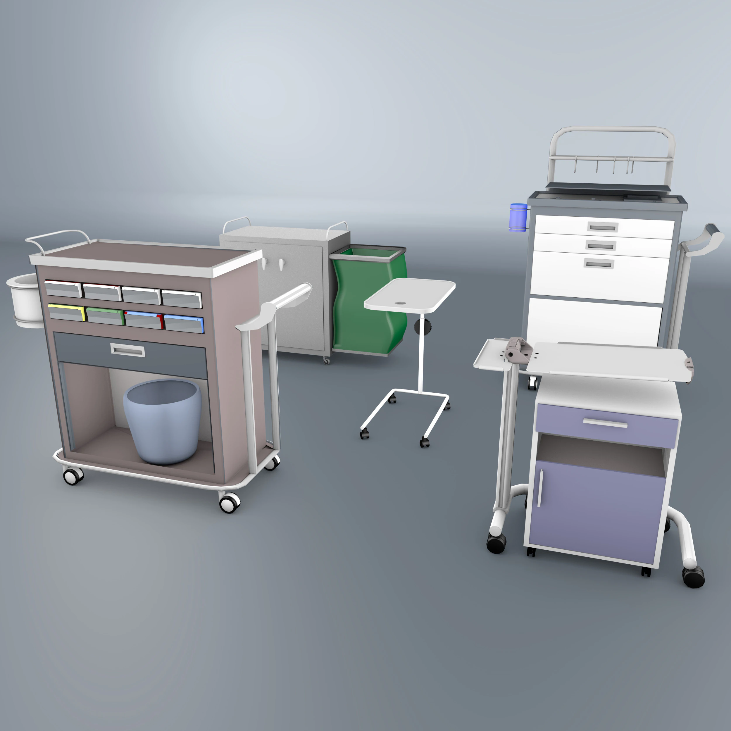 Hospital Trolleys Bundle 8K 3D Model .c4d .max .obj .3ds .fbx .stl .blend